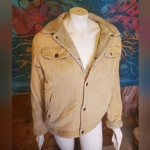 Vintage tan corduroy jacket fur lined size medium